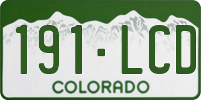 CO license plate 191LCD
