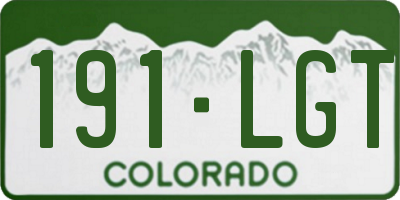 CO license plate 191LGT