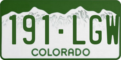 CO license plate 191LGW