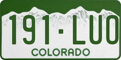 CO license plate 191LUO