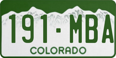 CO license plate 191MBA