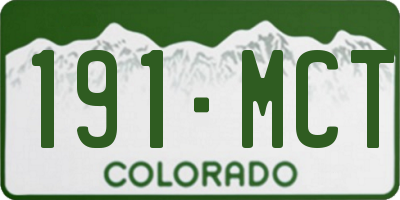 CO license plate 191MCT