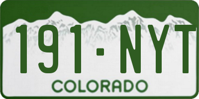 CO license plate 191NYT
