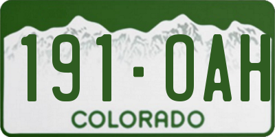 CO license plate 191OAH