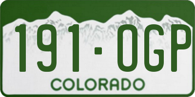 CO license plate 191OGP
