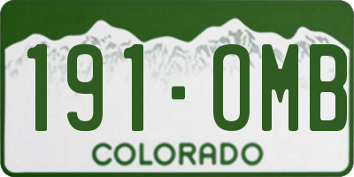 CO license plate 191OMB