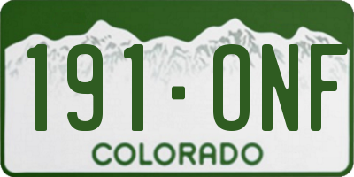CO license plate 191ONF