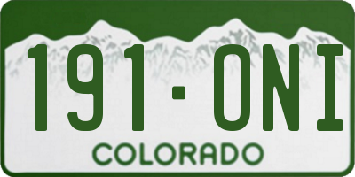 CO license plate 191ONI