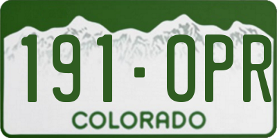 CO license plate 191OPR