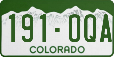 CO license plate 191OQA