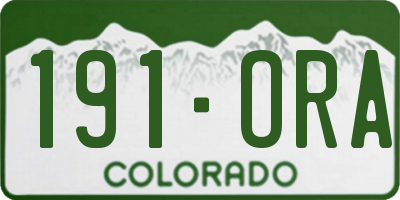 CO license plate 191ORA