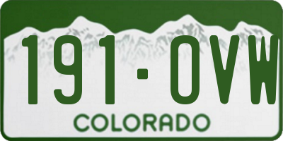 CO license plate 191OVW