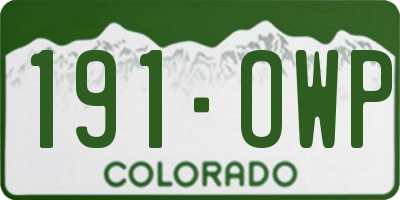 CO license plate 191OWP