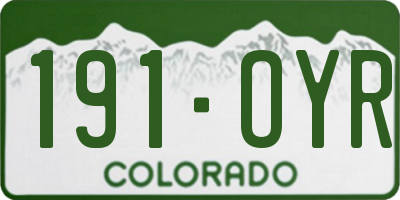 CO license plate 191OYR