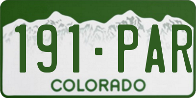 CO license plate 191PAR