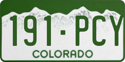 CO license plate 191PCY