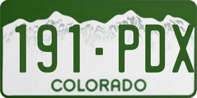 CO license plate 191PDX