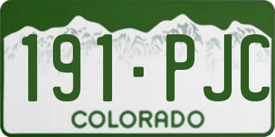 CO license plate 191PJC