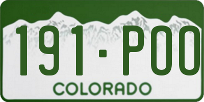 CO license plate 191POO