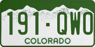 CO license plate 191QWO