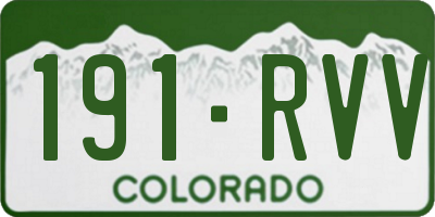 CO license plate 191RVV