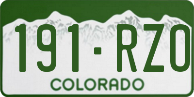 CO license plate 191RZO