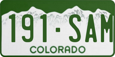 CO license plate 191SAM