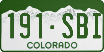 CO license plate 191SBI
