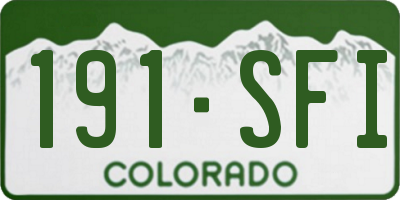 CO license plate 191SFI