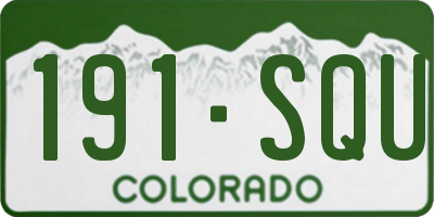 CO license plate 191SQU