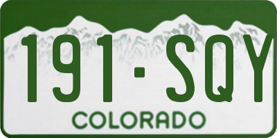 CO license plate 191SQY