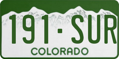 CO license plate 191SUR