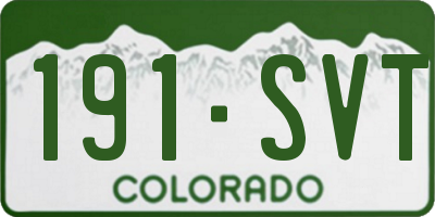 CO license plate 191SVT