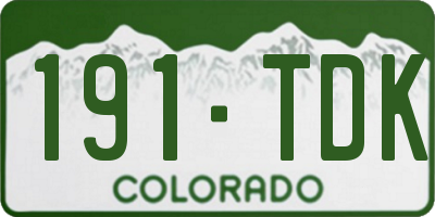 CO license plate 191TDK