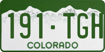 CO license plate 191TGH