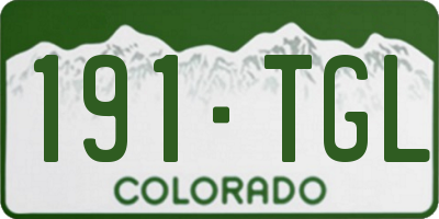 CO license plate 191TGL