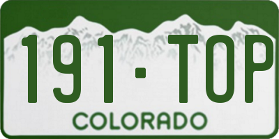 CO license plate 191TOP