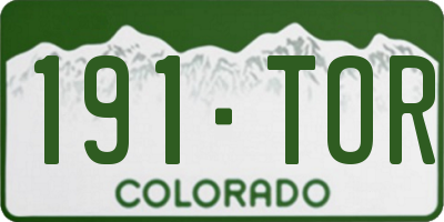 CO license plate 191TOR