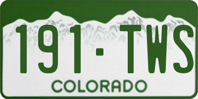 CO license plate 191TWS