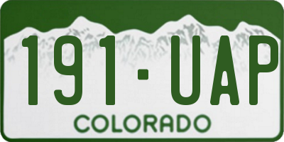 CO license plate 191UAP