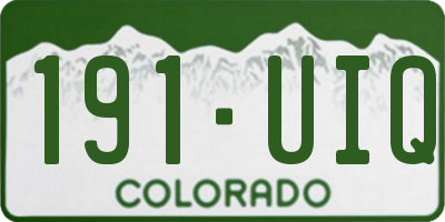 CO license plate 191UIQ