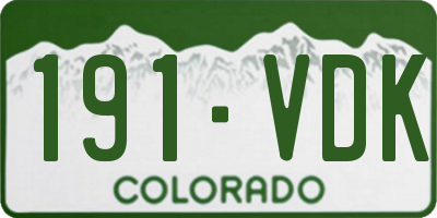 CO license plate 191VDK