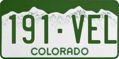 CO license plate 191VEL
