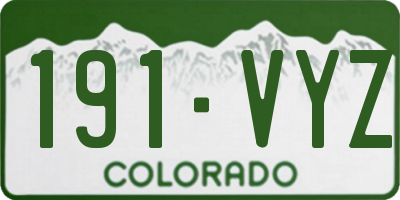 CO license plate 191VYZ