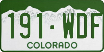 CO license plate 191WDF