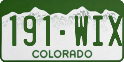 CO license plate 191WIX