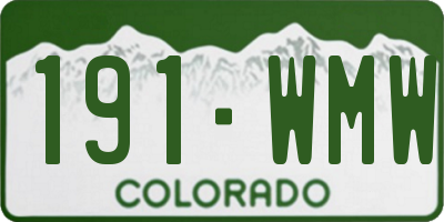 CO license plate 191WMW