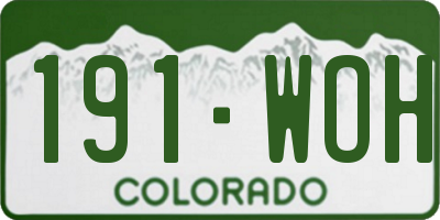 CO license plate 191WOH