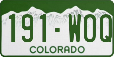 CO license plate 191WOQ