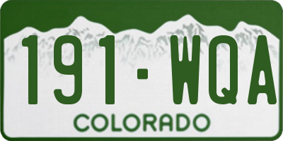 CO license plate 191WQA